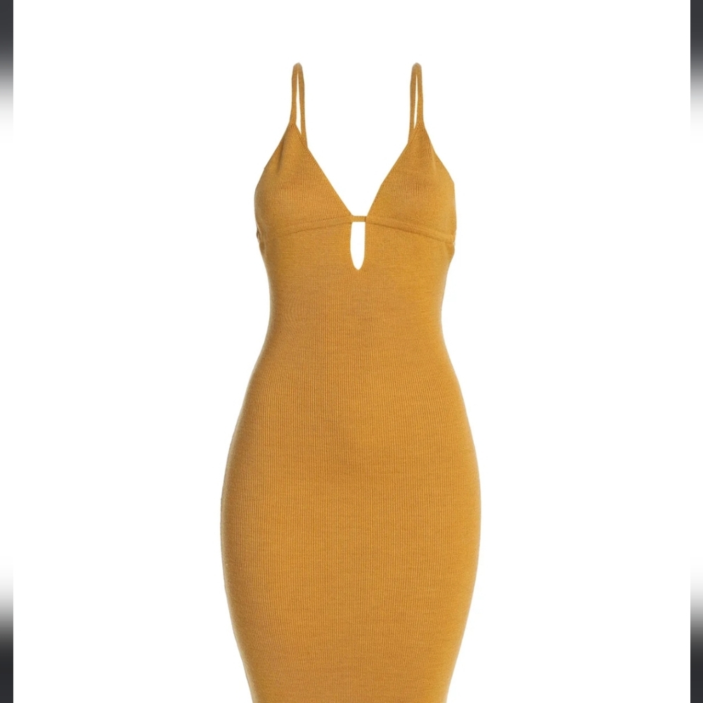Mustard Yellow Knit Maxi Dress